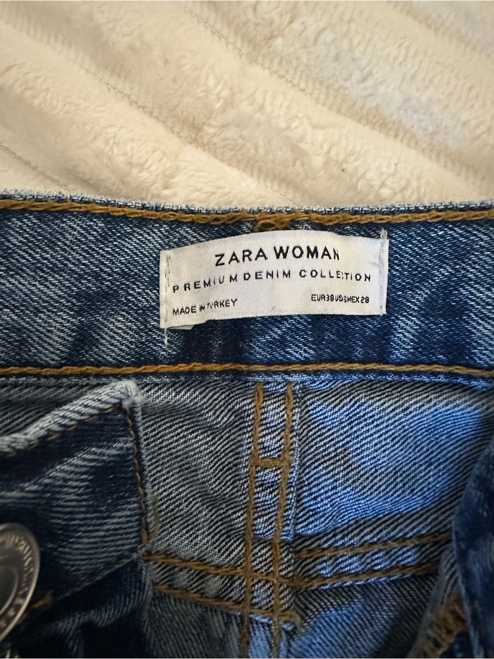Zara Blue Jeans with Faux Fur Cuff - Picture 5 of 11